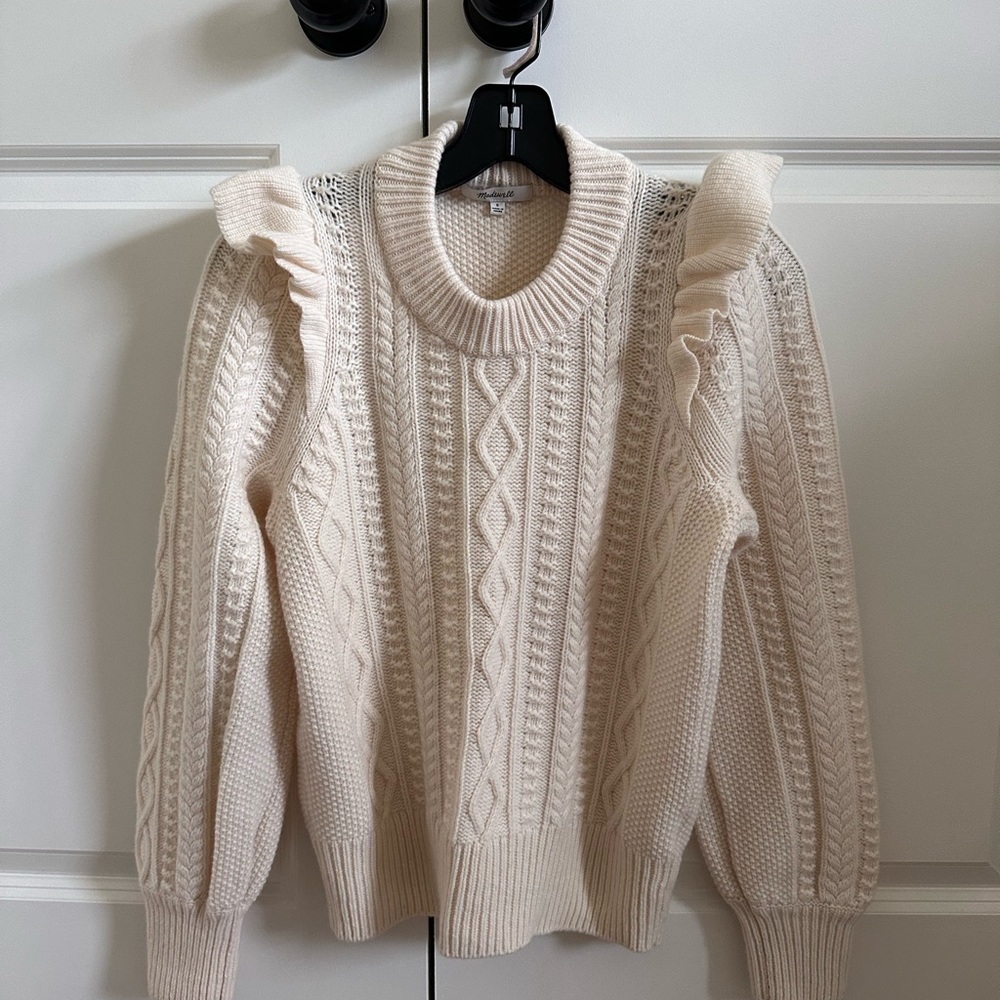 Madewell Cream Cable Knit Sweater | Size  S